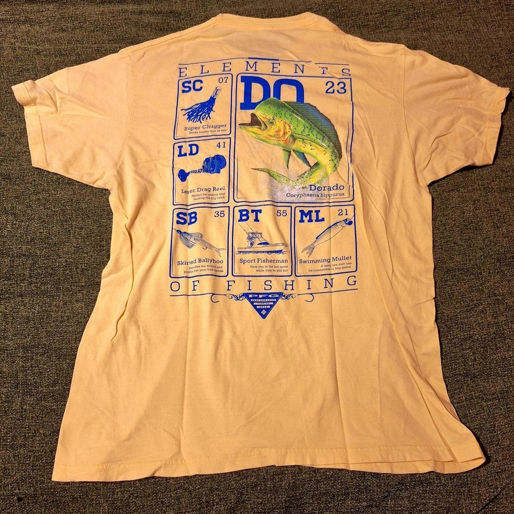 Columbia Dorado Fishing Tee in Cream and Blue